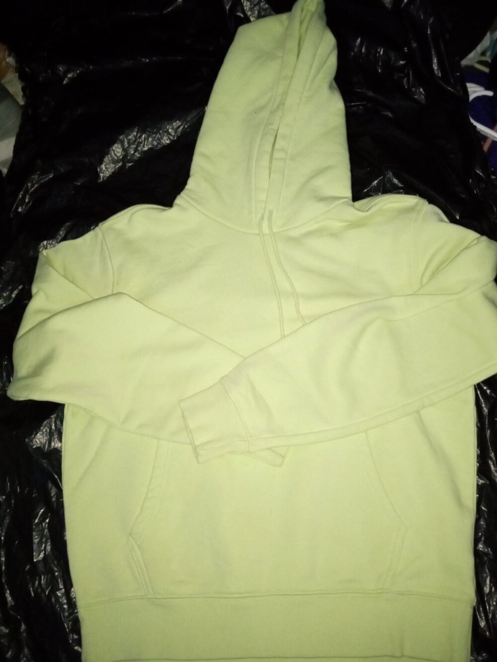 NW0T Foot Locker Neon Yellow Pullover Hoodie Mens Small